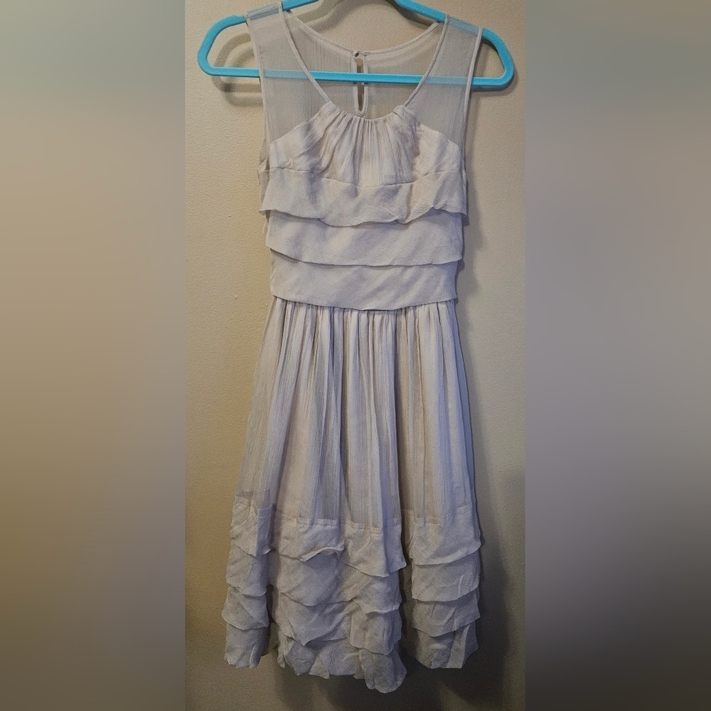 NWT Burlapp Women's Size 2 100% Silk Chiffon Dress Cream With Lining